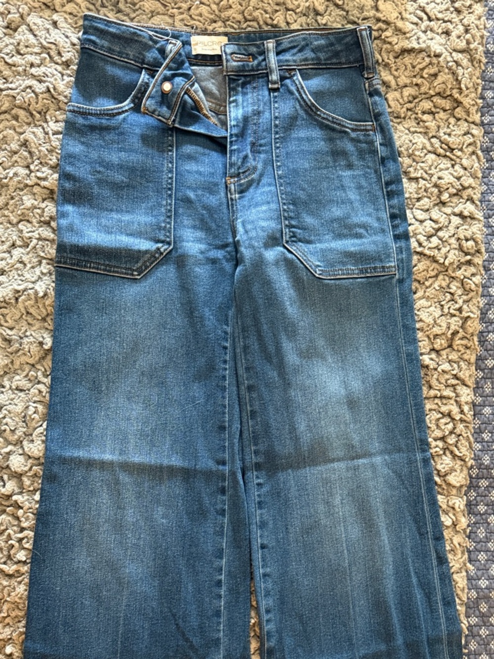 Pilcro Women's Wide-Leg Jeans in Medium Blue Wash